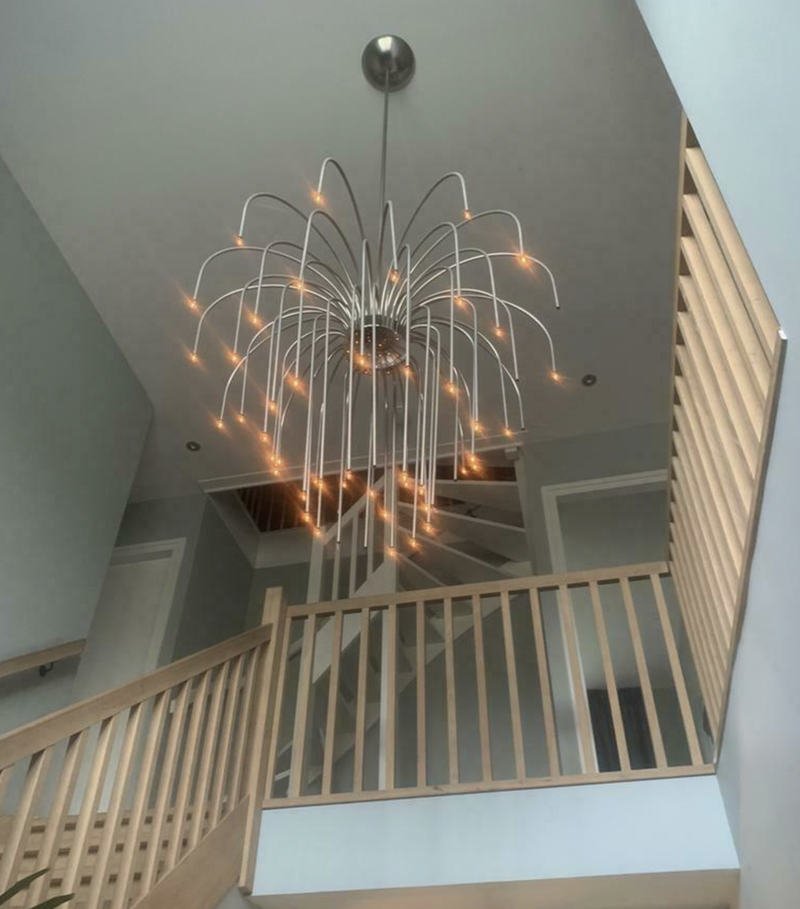 Mega grote ronde videlamp in RVS geborsteld met 56 lichtpuntjes