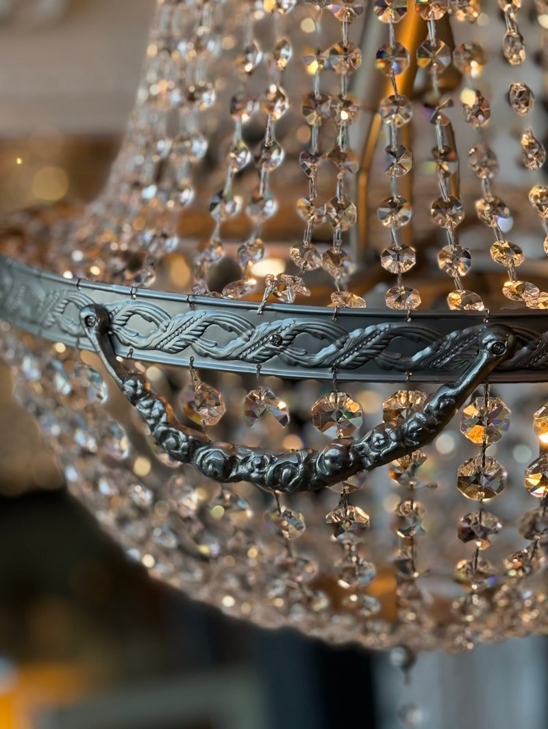 Vintage kristal kroonluchter met empire guirlandes