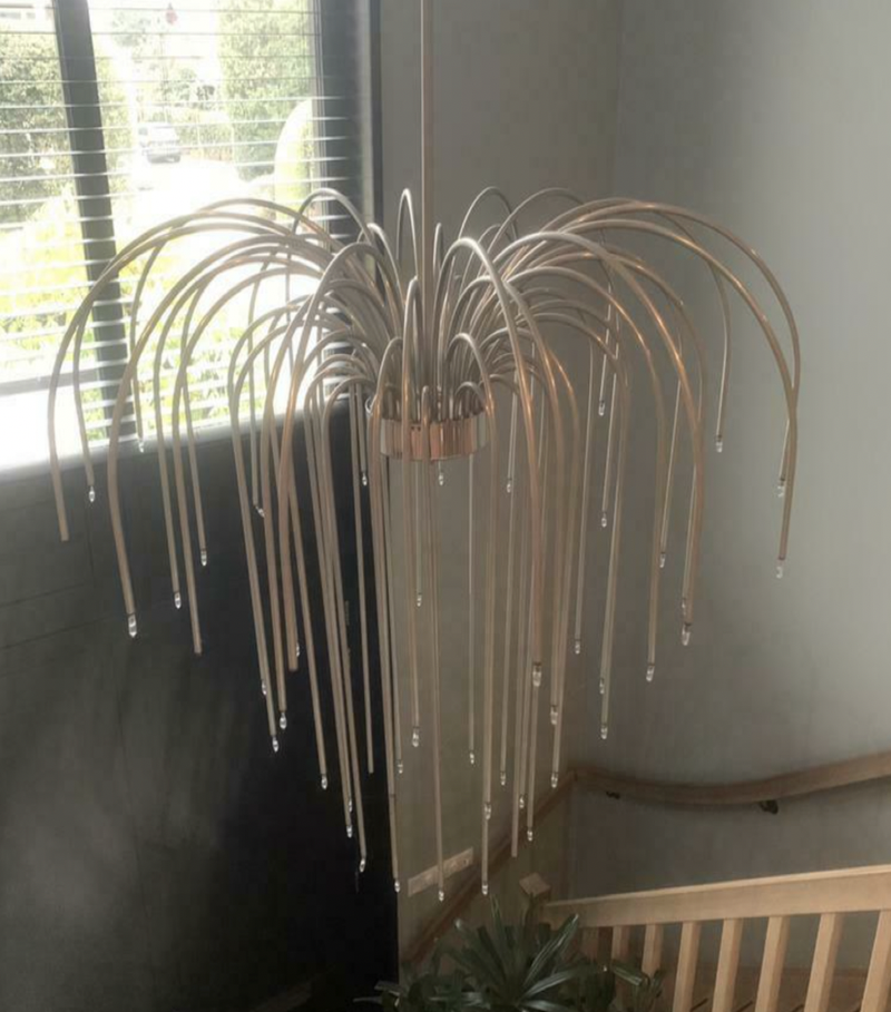 Ronde videlamp in RVS geborsteld met 56 lichtpuntjes