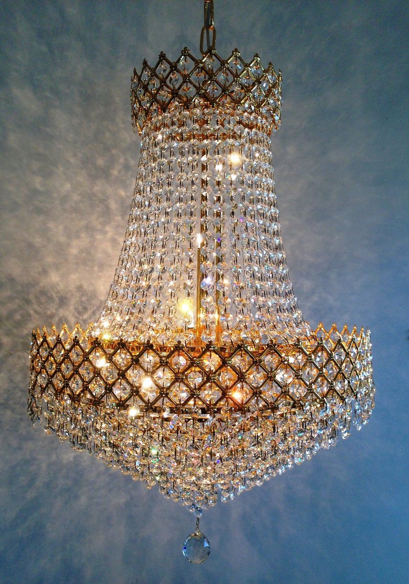 Moderne kristal kroonluchter zakmodel in goud met gratis LED-upgrade