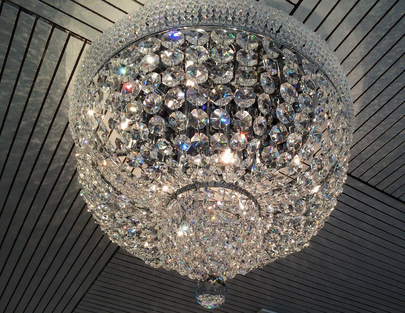 Schitterende Kristal Plafonniere Swarovski model 60 cm in Zilver
