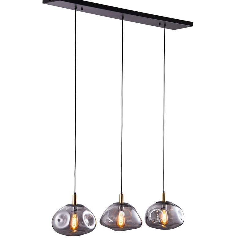 Luxe lifestyle hanglamp voor boven uw  lange tafel - hoogwaardig glas met LED filament lampen