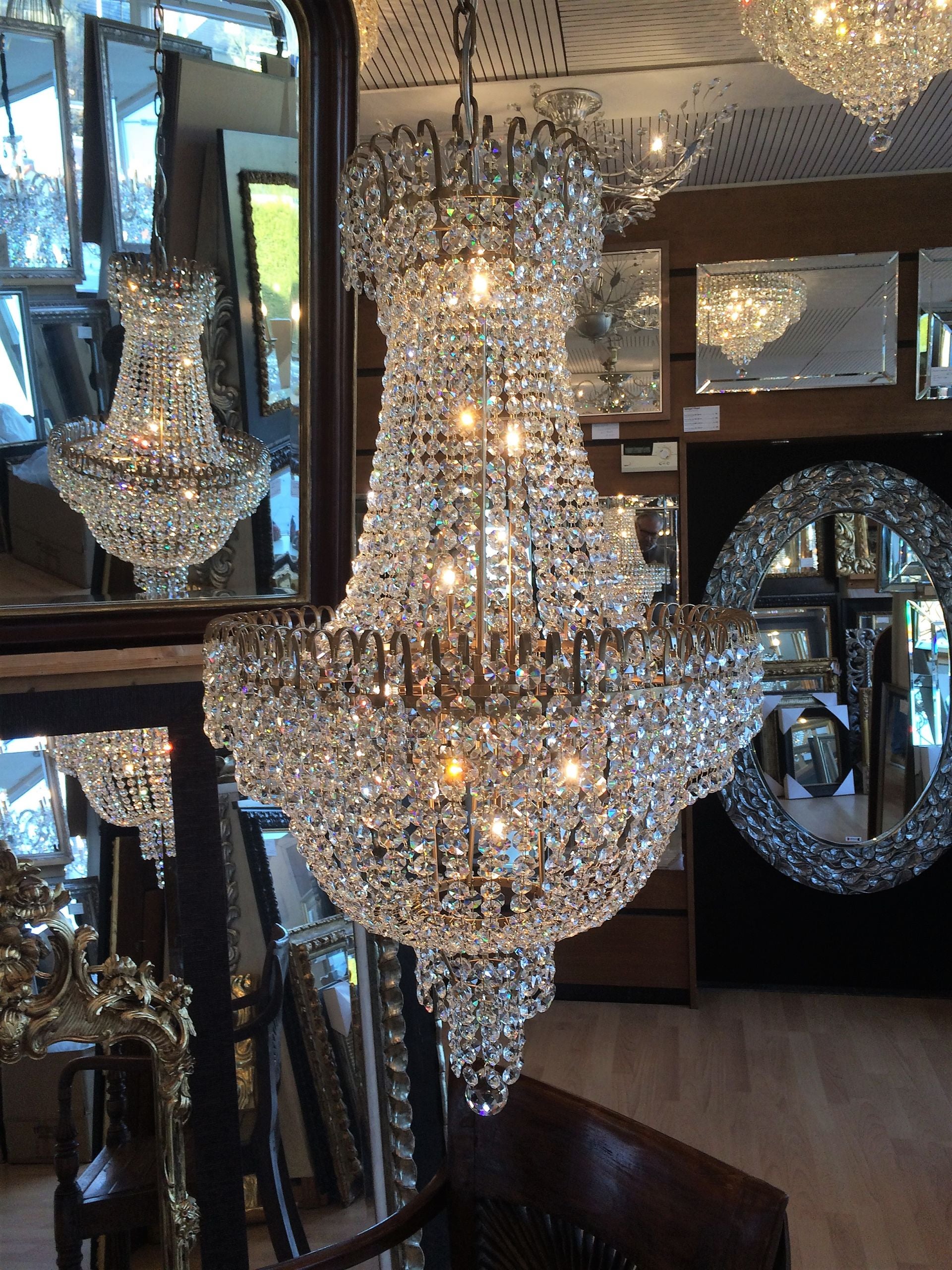 Kristal Zakkroonluchter met echt kristal 50 cm diameter Brons, artikelnummer H-89023-50-Brons