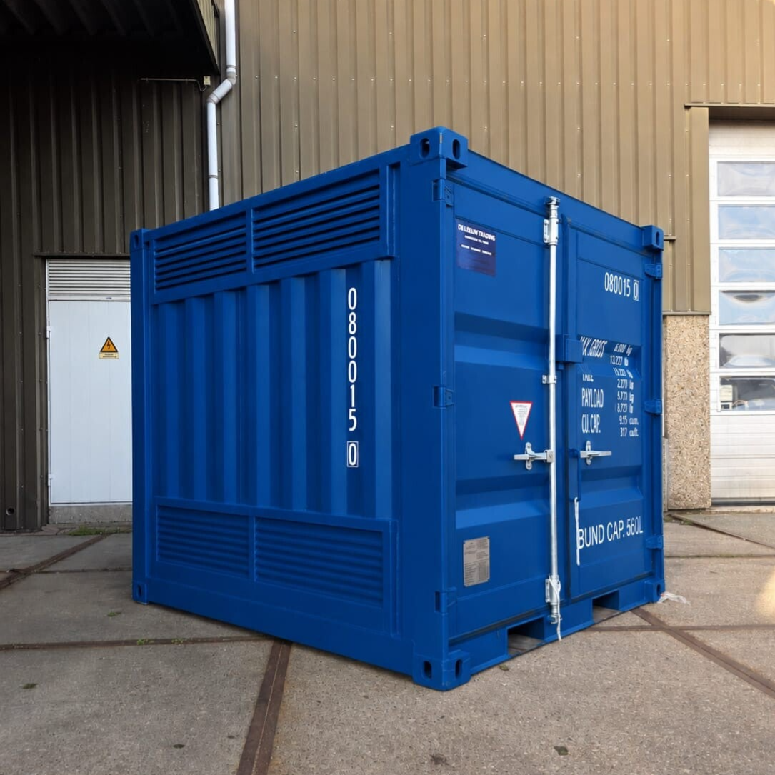 8FT MILIEUCONTAINER - BLAUW RAL 5010