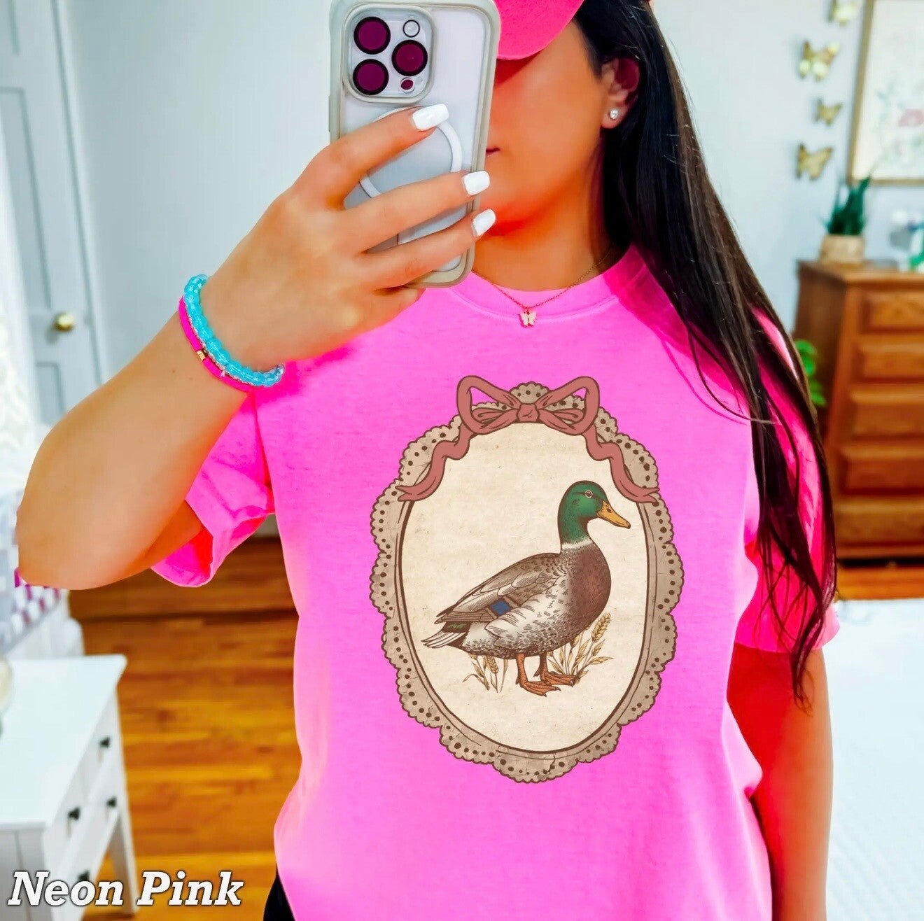 Neon pink duck tee