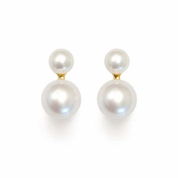 Double pearl/Gold pearl earrings