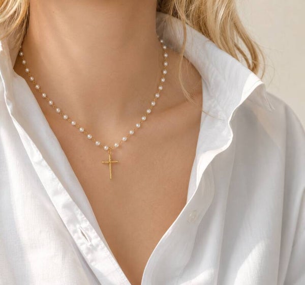 Pearl cross necklace