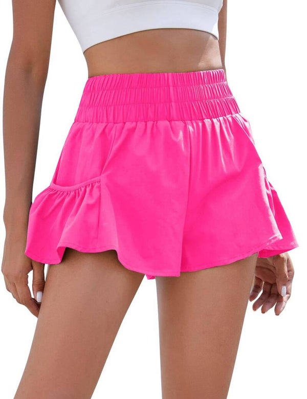 High rise pleated shorts