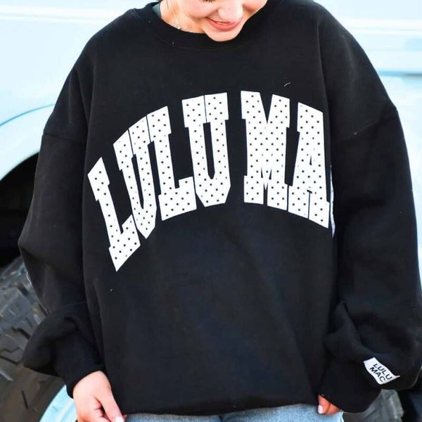 Black with polka dot Lulumac crewneck