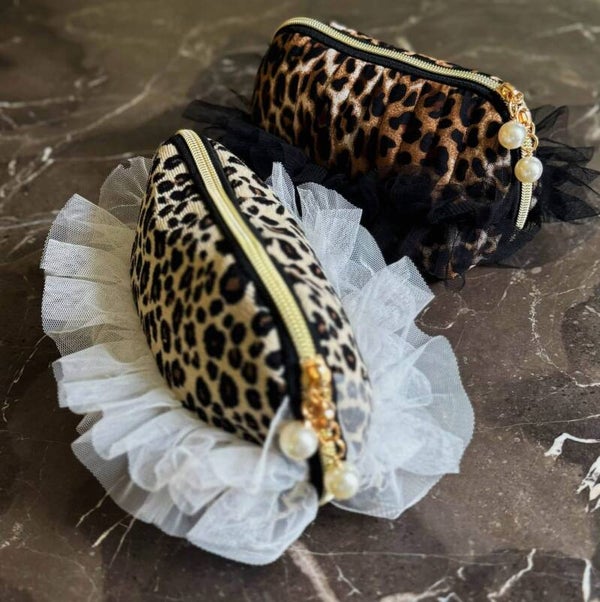 Leopard makeup bag