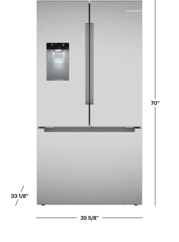 Bosch - 100 Series 26 Cu. Ft. Bottom Freezer French Door Smart Refrigerator with External Ice and Water - Stainless Steel