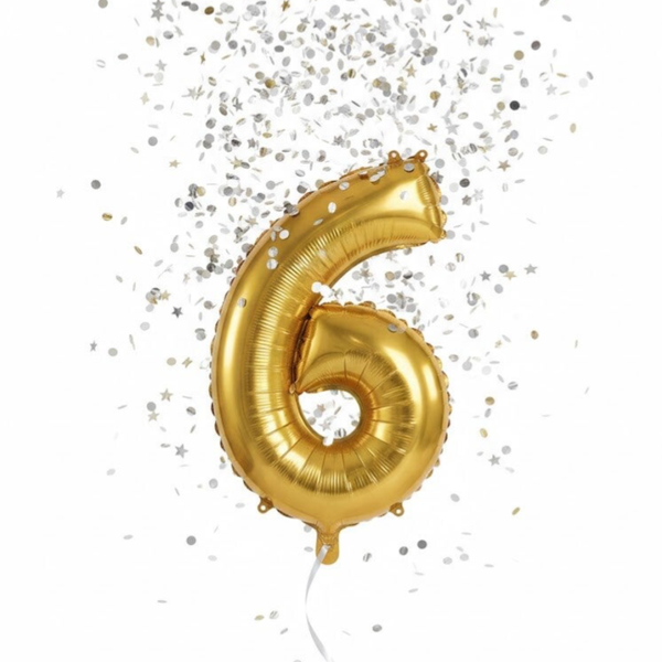 34” #6 Gold Mylar balloon