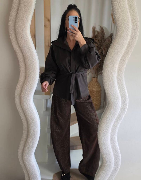 SAAR trench coat chocolade bruin