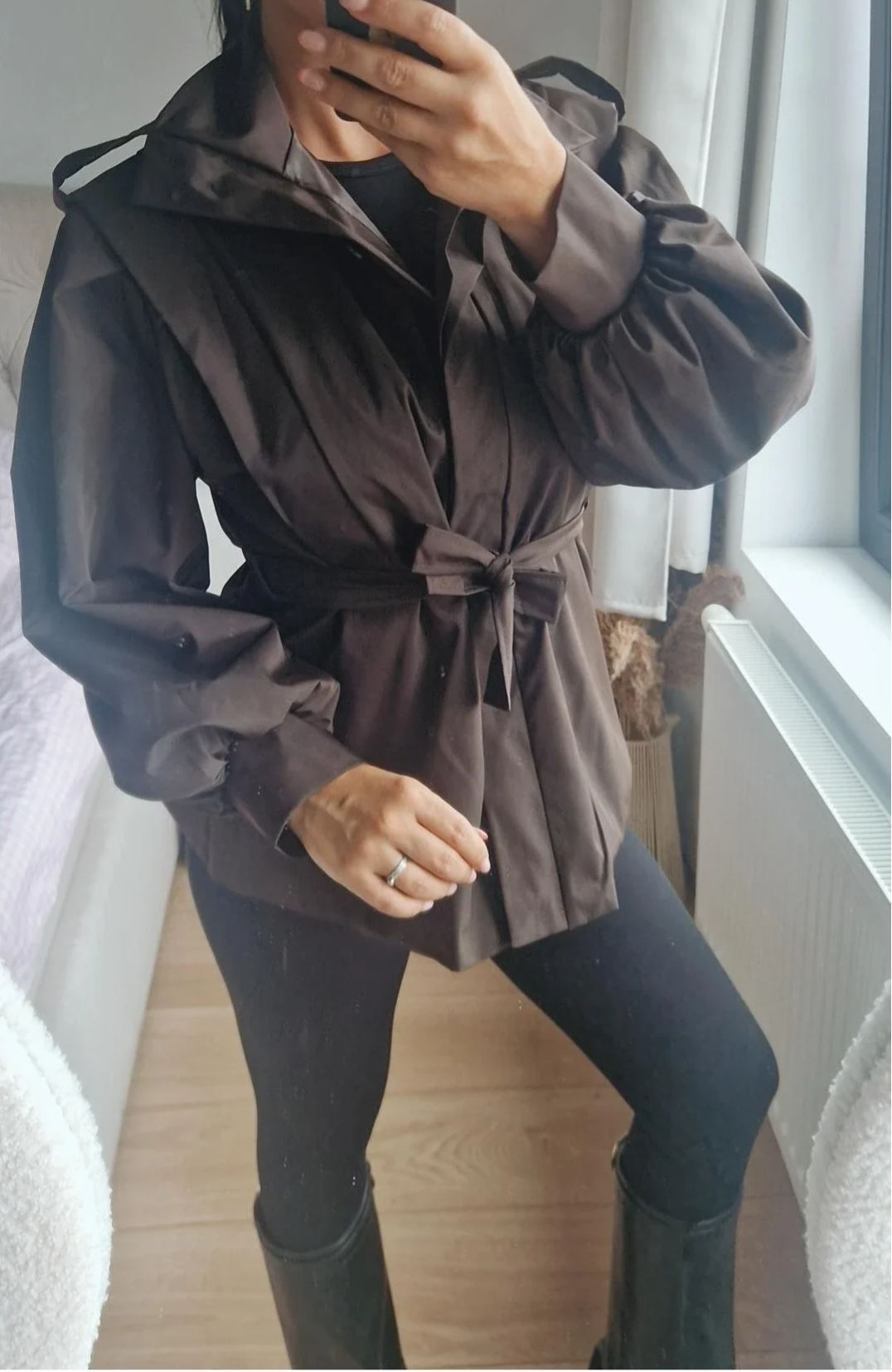 SAAR trench coat chocolade bruin