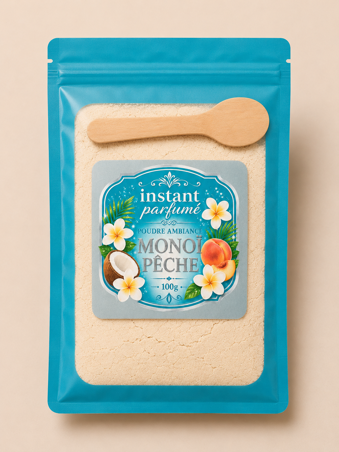 Poudre d'ambiance Monoï-pêche.