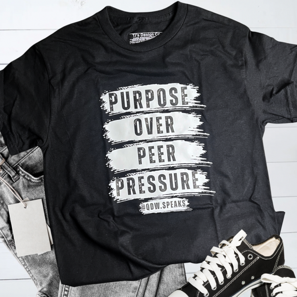 Purpose Over Peer Pressure- white brushstrokes