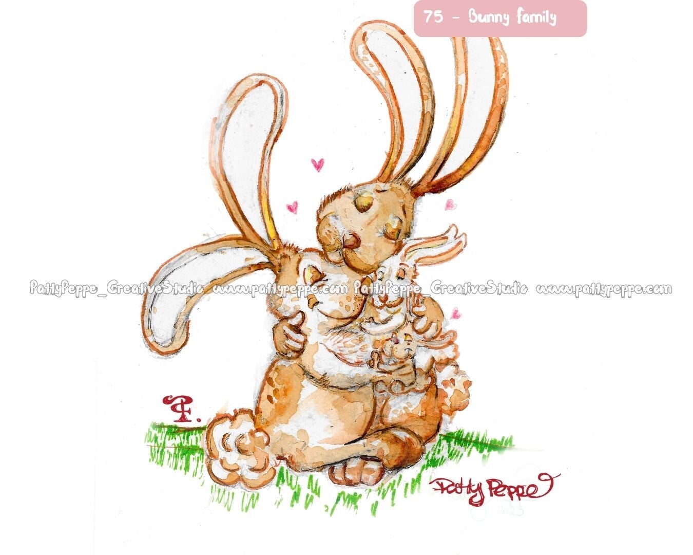 Set of 4  Bunny Family + envelopes