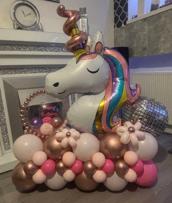 Double large foil stack and personalised bubble balloon