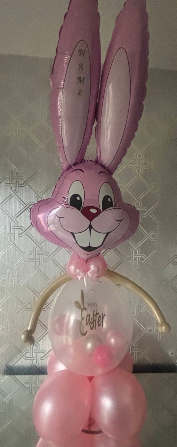 Large satin pink bunny stuffed balloon