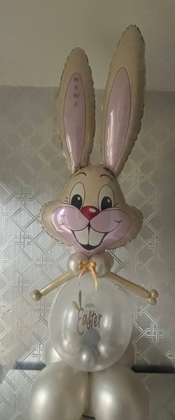 Large silk cream stuffed bunny balloon