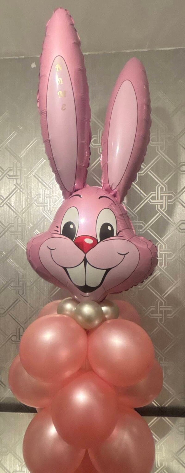 Large satin pink bunny head stack
