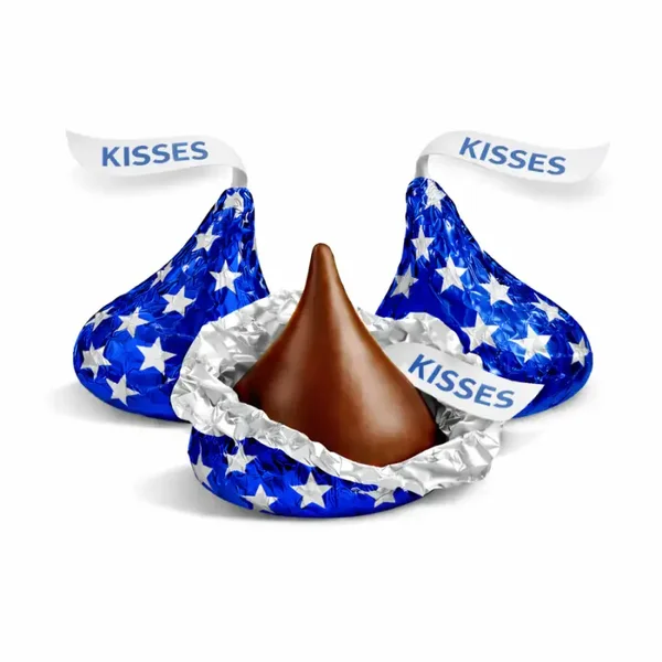 Hershey Kiss Blue and white stars wrapped Chocolate