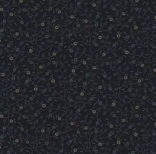 Donkerblauw met takjes en blaadjes