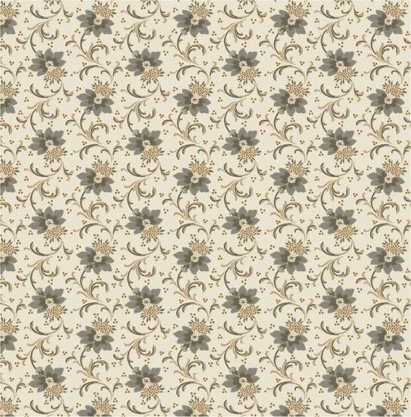 Crème met grijs/beige bloemetjes