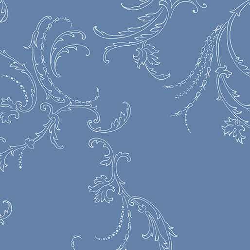 Blauw met dunne witte krullen