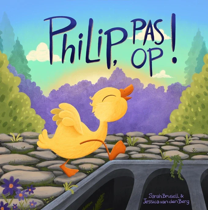 Kinderboekenweek themaboek Vol avontuur. Een eendje waggelt vrolijk over het pad. Hij ziet niet dat er een put aan komt.