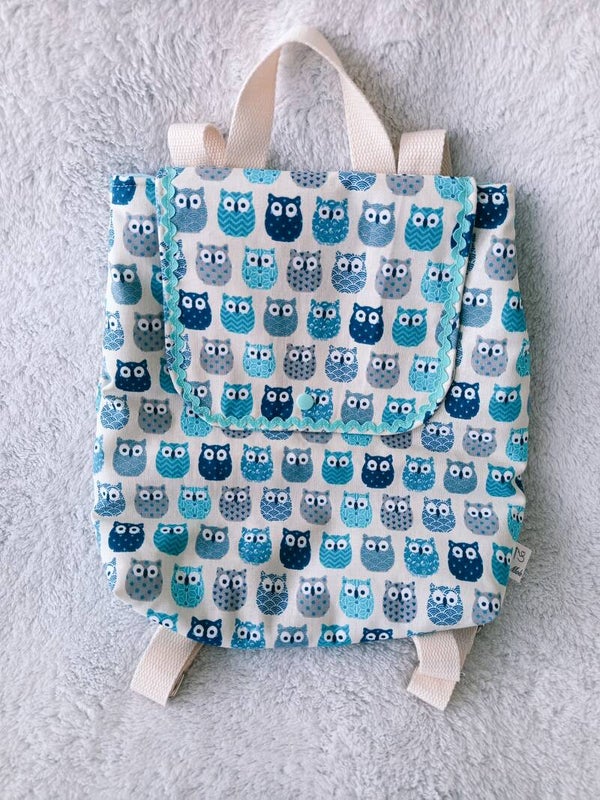 Sac à dos enfant évolutif – Motif Chouettes – Fait main
