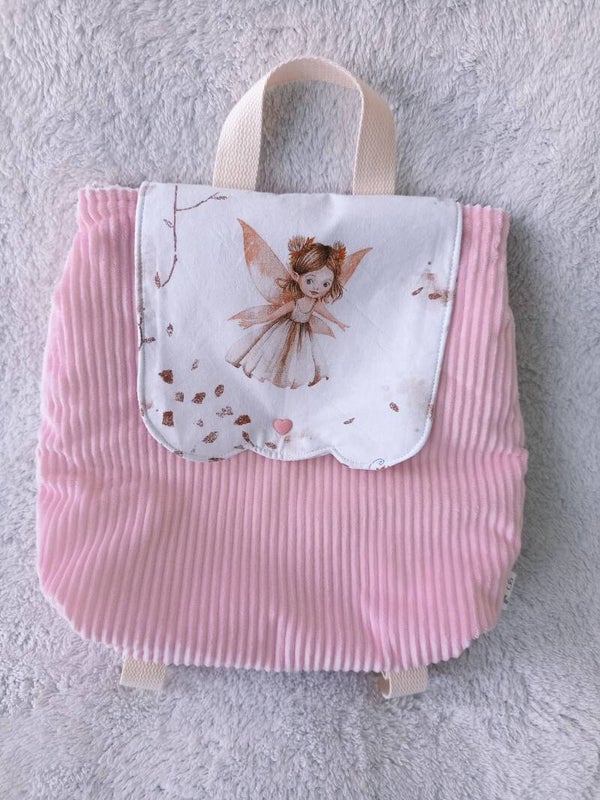 Sac à dos enfant évolutif – Motif Fée – Fait main