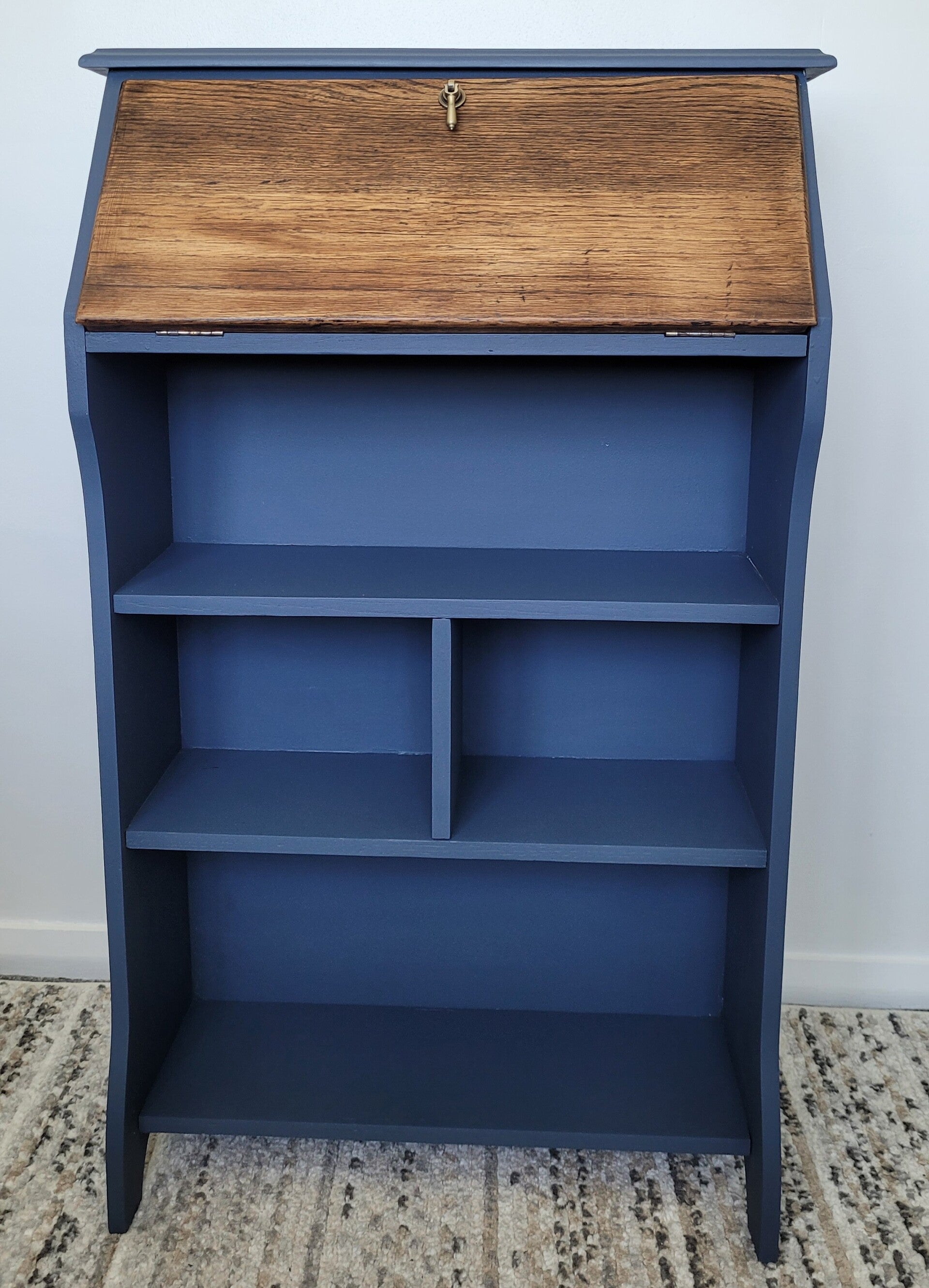 Upcycled Small Vintage Bureau With Shelves