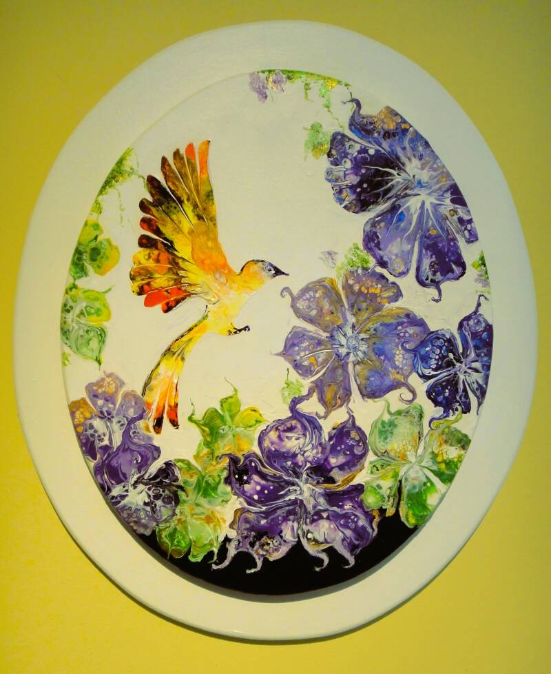 Abstract Bird among Flowers. Anthony Mordaunt. Clonmel.