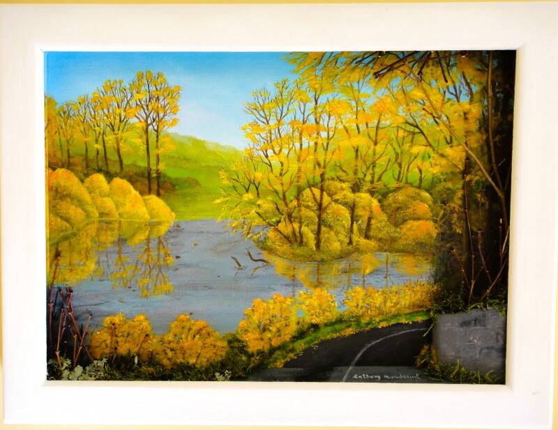 Marlfield Lake in 3D. Clonmel. Tipperary. Ccrylic Painting, by : A. Mordaunt.