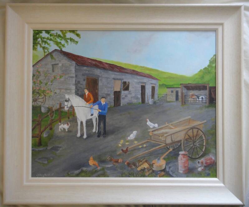 Farming in Times Past. Acrylic Painting. A. Mordaunt.