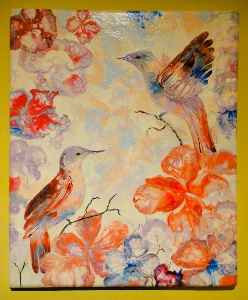 Hummingbirds. Acrylic Painting. A. Mordaunt. Clonmel.