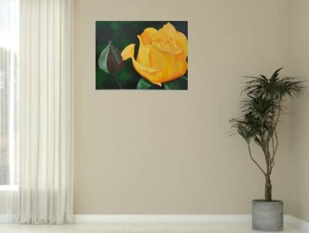 Yellow Rose. Floral Art. A. Mordaunr. Clonmel.