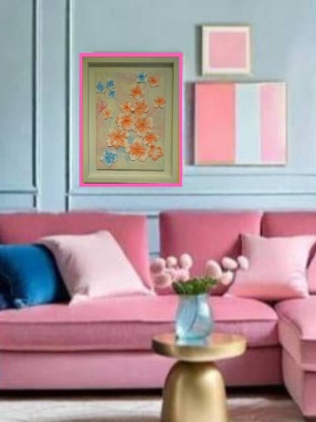 Pink Pansies. Textured Art. A. Mordaunt. Clonmel.
