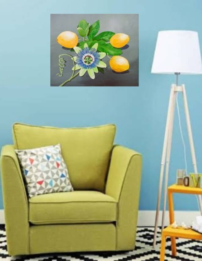 Passion Flower. Acrylic Painting. A. Mordaunt. Clonmel.