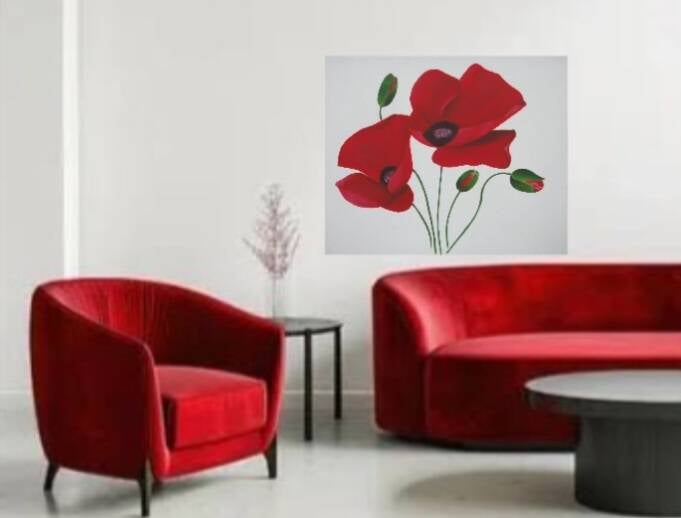 Red Poppy Floral Art. A. Mordaunt.