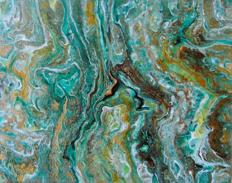 Fluid Art. Abstract Painting. Flow on Lovely River.