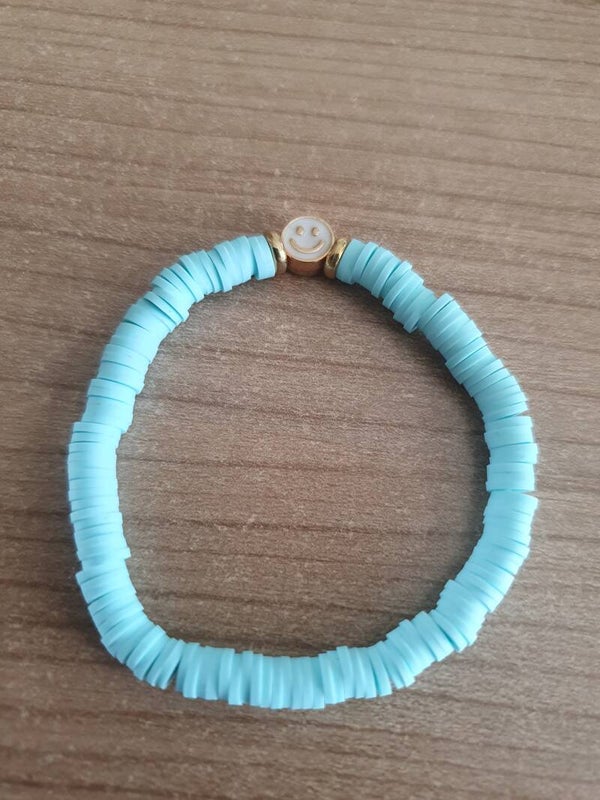 Armband smiley lichtblauw
