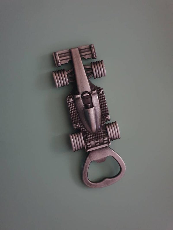 Opener raceauto small zilverkleurig