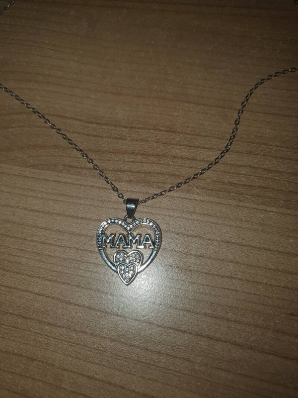 Ketting mama hart zilverkleurig