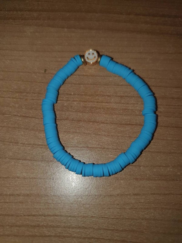 Armband smiley blauw