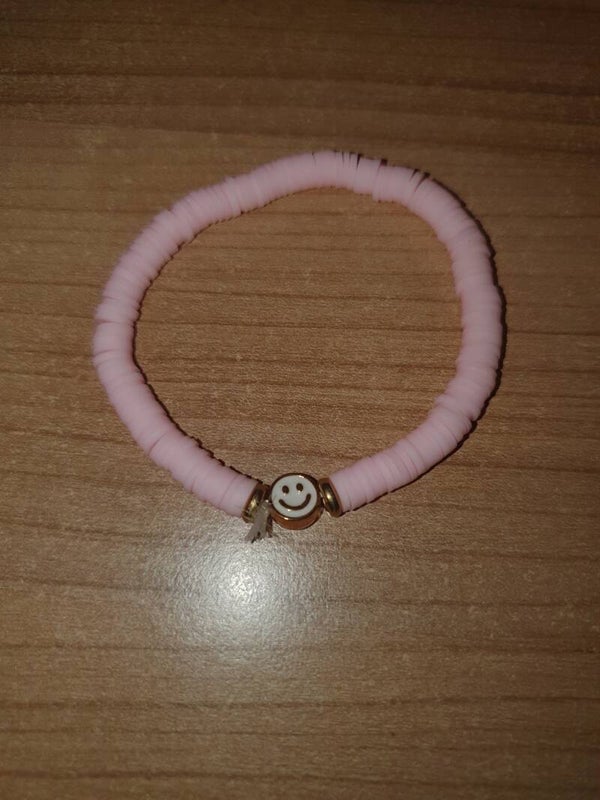 Armband smiley roze