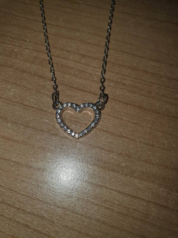 Ketting zilverkleurig hart strass
