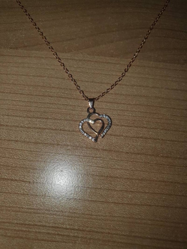 Ketting dubbel hartje rosé