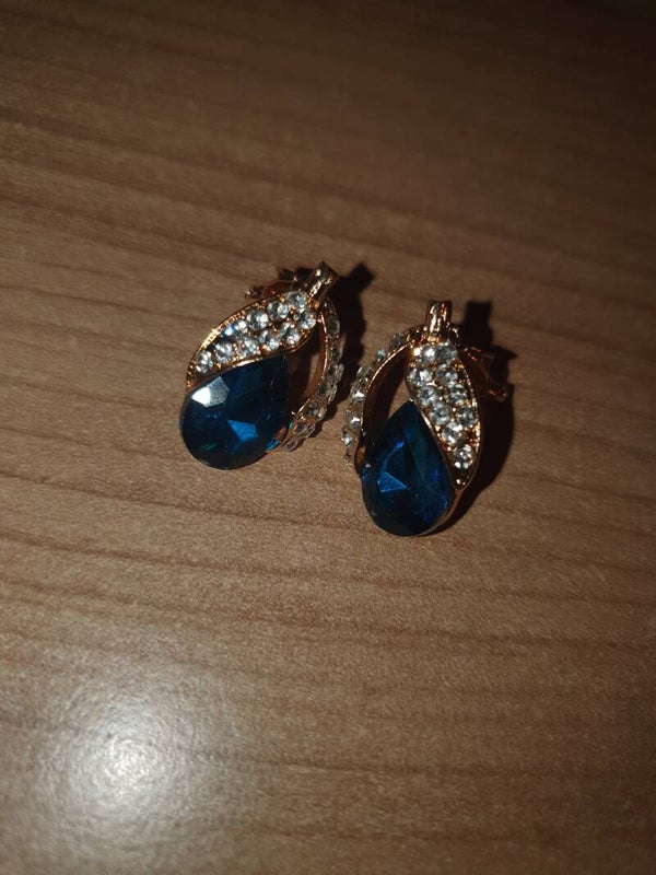 Clipoorbellen goudkleurig blauw